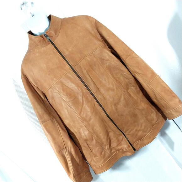 NWT@$575! ROUNDTREE & YORKE! GENUINE LAMBSKIN LEATHER! PECAN BROWN JACKET!SZ 2XT - Picture 1 of 16